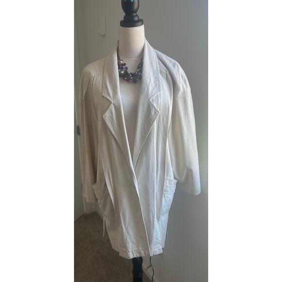 NATURELLE George Georgiou Raw Silk Oversized Unlined Cream Jacket Blazer Sz S - Picture 2 of 8